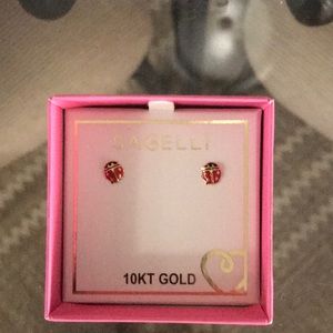 10 KT Gold Ladybug Earrings